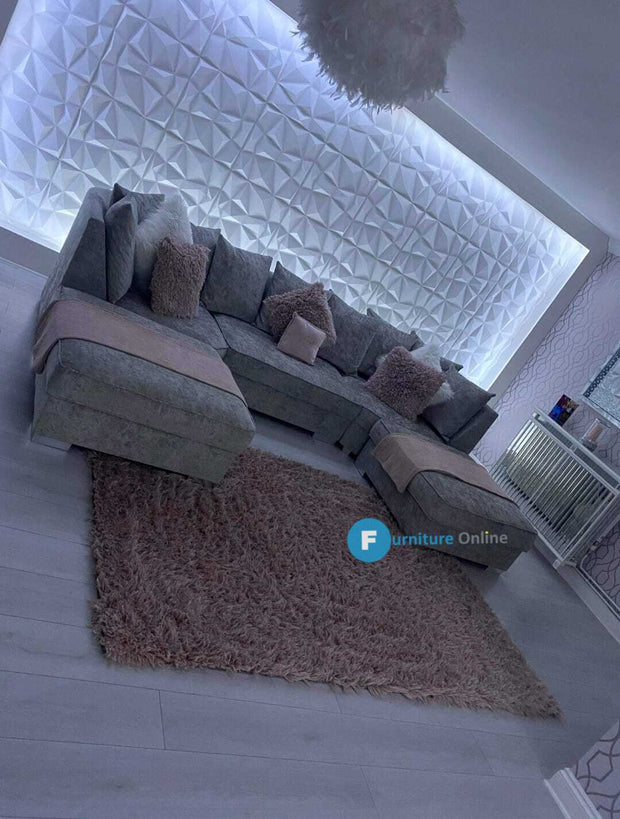 London Truffle U Shape Chenille Corner Sofa
