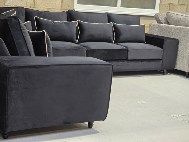 2c3 Soho Corner Sofa (Black Plush Velvet)