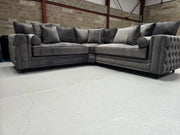 Royal Mayfair Chesterfield Corner Sofa (Asphalt Plush Velvet)