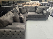 Royal Mayfair Chesterfield Corner Sofa (Asphalt Plush Velvet)