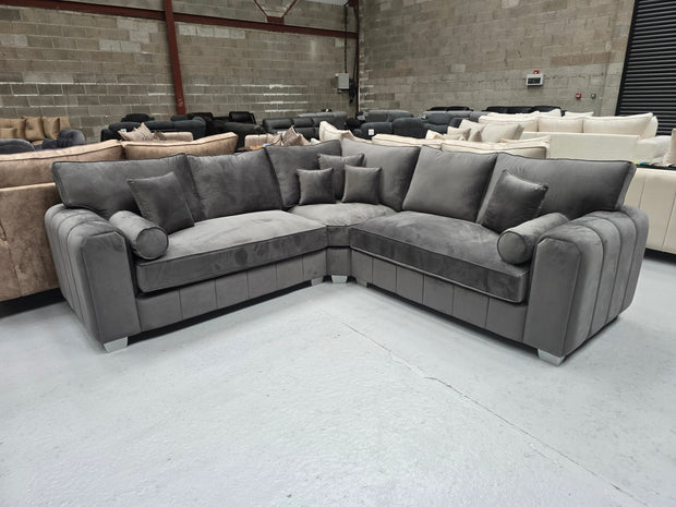 Royal Milano Corner Sofa (Asphalt Plush Velvet)