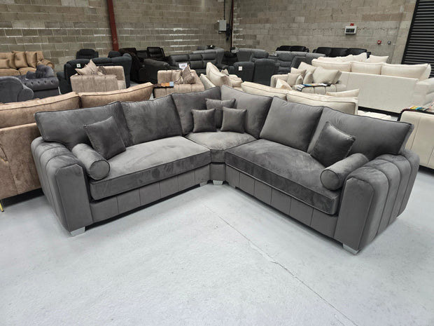 Royal Milano Corner Sofa (Asphalt Plush Velvet)