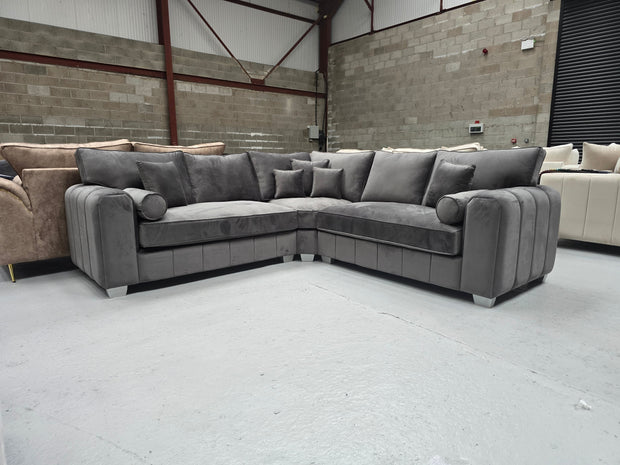 Royal Milano Corner Sofa (Asphalt Plush Velvet)
