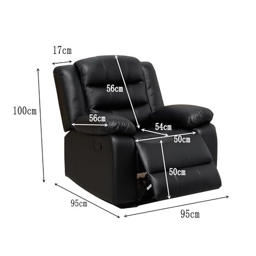 Roma Recliner Black Bonded Leather 3+2+1 Seater sofa set - 3 Seater Suite For Living Room - two Seaters Couches & Settee (3+2+1 Seater)|B0C3ZXR1JM