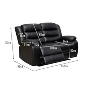 Roma Recliner Black Bonded Leather 3+2+1 Seater sofa set - 3 Seater Suite For Living Room - two Seaters Couches & Settee (3+2+1 Seater)|B0C3ZXR1JM