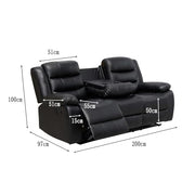 Roma Recliner Black Bonded Leather 3+2+1 Seater sofa set - 3 Seater Suite For Living Room - two Seaters Couches & Settee (3+2+1 Seater)|B0C3ZXR1JM