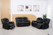 Roma Recliner Black Bonded Leather 3+2+1 Seater sofa set - 3 Seater Suite For Living Room - two Seaters Couches & Settee (3+2+1 Seater)|B0C3ZXR1JM