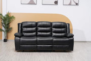 Roma Recliner Black Bonded Leather 3+2+1 Seater sofa set - 3 Seater Suite For Living Room - two Seaters Couches & Settee (3+2+1 Seater)|B0C3ZXR1JM
