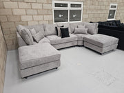 Belgravia U-Shape Style Sofa -  Steel Boucle Fabric