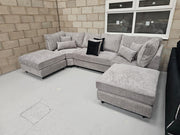 Belgravia U-Shape Style Sofa -  Steel Boucle Fabric