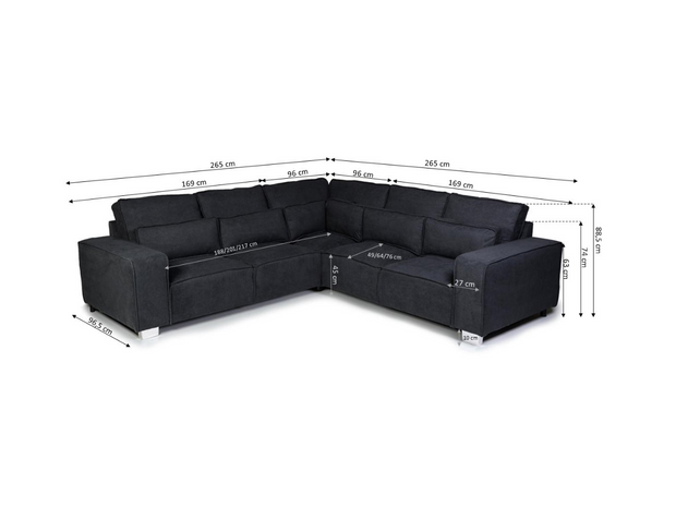 Broadgate Corner Sofa black fabric sofa pay weekly sofa cheap sofa uk