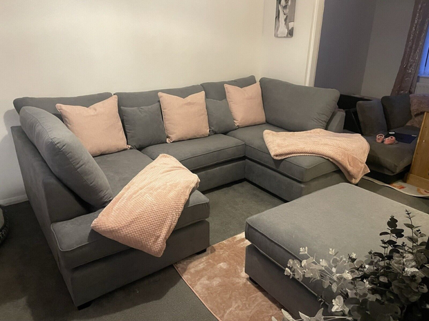 Carnaby Small U Shape Sofa Fabric Grey