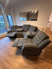 Sorrento Fabric Corner Recliner with Cupholders (Grey)