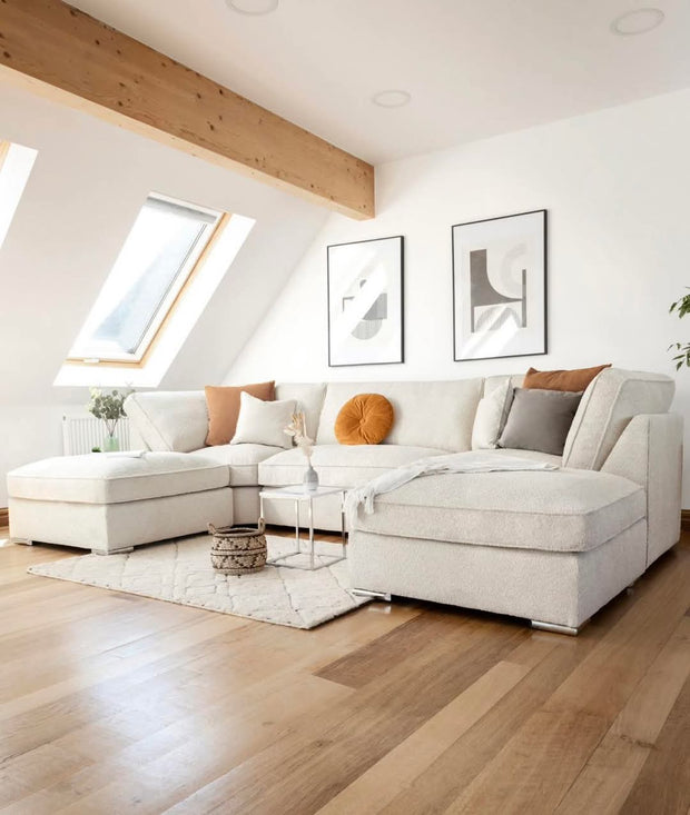 U shape sofa in teddy fabric