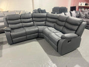 Sorrento Leather Corner Recliner with Cupholders (grey)