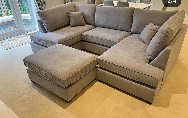 Carnaby Small U Shape Sofa with Footstool [ mink naples ]