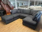Carnaby Small U Shape Sofa with Footstool [ charcoal grey ]
