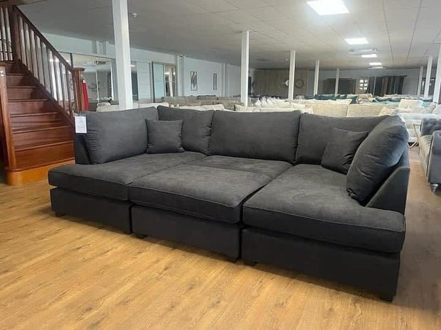 Carnaby Small U Shape Sofa with Footstool [ charcoal grey ]