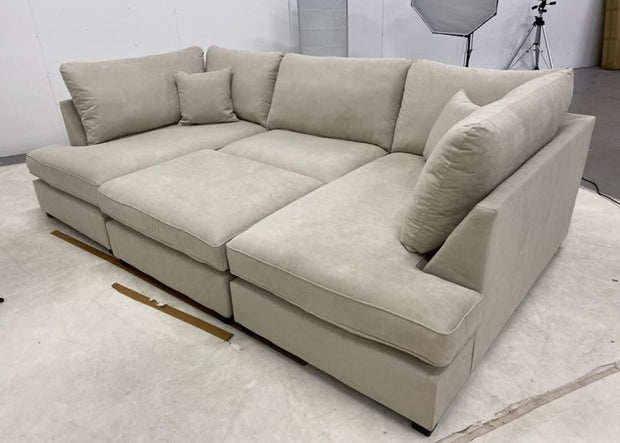Carnaby Small U Shape Sofa with Footstool [ sand naples ]
