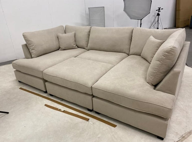 Carnaby Small U Shape Sofa with Footstool [ sand naples ]