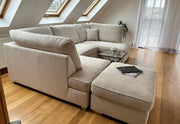 Carnaby Small U Shape Sofa with Footstool [  Cream teddy ]