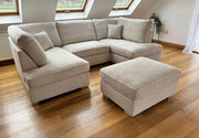 Carnaby Small U Shape Sofa with Footstool [  Cream teddy ]