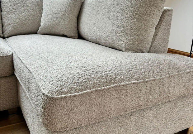 Carnaby Small U Shape Sofa with Footstool [  Cream teddy ]