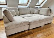Carnaby Small U Shape Sofa with Footstool [  Cream teddy ]