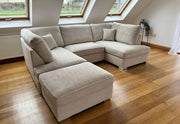 Carnaby Small U Shape Sofa with Footstool [  Cream teddy ]