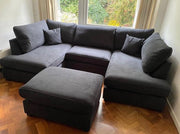 Carnaby Small U Shape Sofa with Footstool [ black naples]