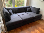 Carnaby Small U Shape Sofa with Footstool [ black naples]