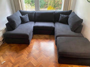 Carnaby Small U Shape Sofa with Footstool [ black naples]