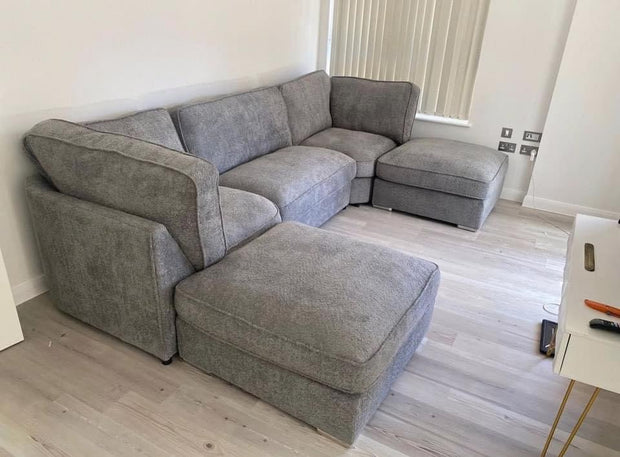 U shape sofa in teddy fabric