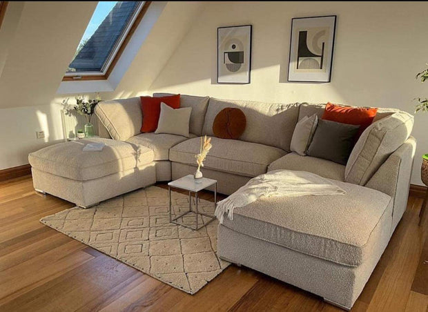 U shape sofa in teddy fabric