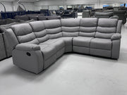 Roma Leather Corner Recliner with Cupholders (Light Grey)