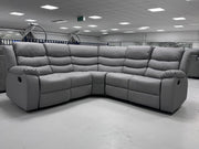 Roma Leather Corner Recliner with Cupholders (Light Grey)