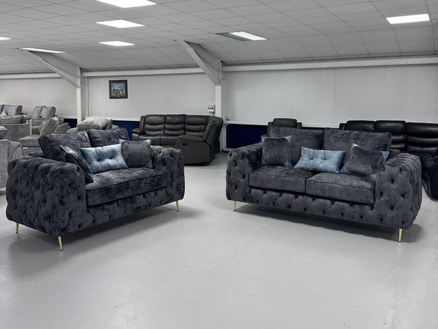 3+2 Ashton Chesterfield Sofa - Shakespeare Lead Fabric