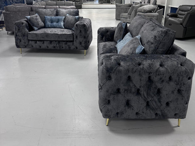 3+2 Ashton Chesterfield Sofa - Shakespeare Lead Fabric