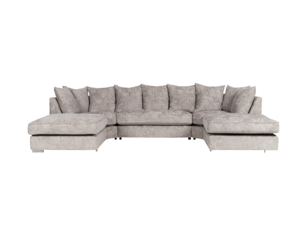London Truffle U Shape Chenille Corner Sofa 6 Seater