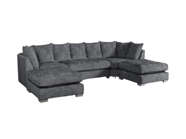 London U Shape Charcoal Grey Corner Scatter Back Sofa