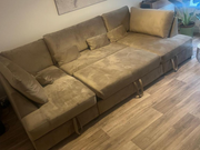 Meridian U Shape Sofa Bed with Storage Mink Plush Velvet