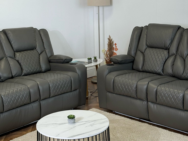Orlando electric recliner sofa set 3+2 Grey Leather