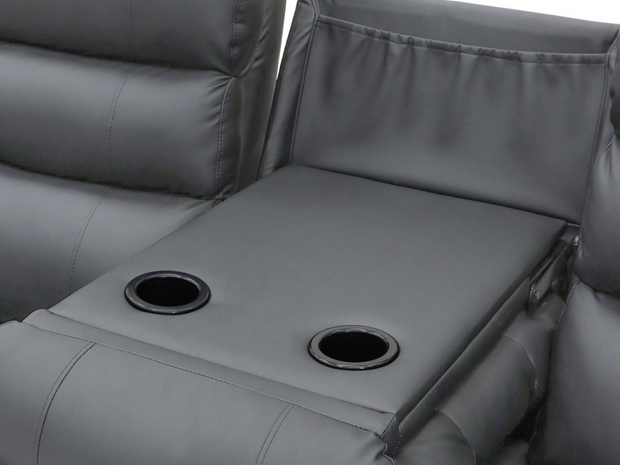 Roma Recliner Grey Leather 3 Seater Sofa