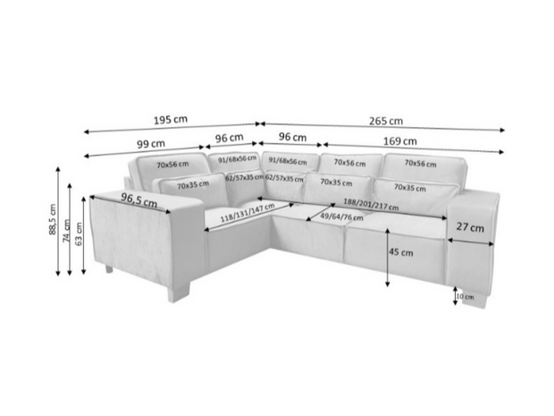 Sloane Luxury Sofa 4 Seater Left Corner Grey