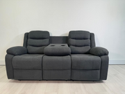 Sorrento 3 Seater Recliner Sofa Grey Chenille Fabric