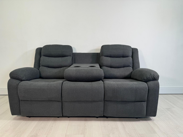 Sorrento 3 Seater Recliner Sofa Grey Chenille Fabric