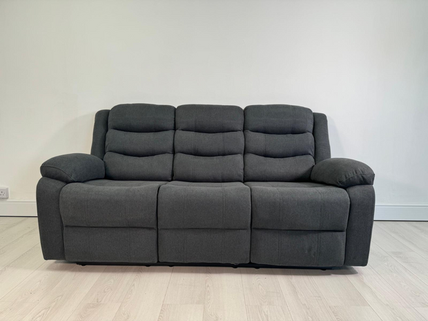 Sorrento 3 Seater Recliner Sofa Grey Chenille Fabric