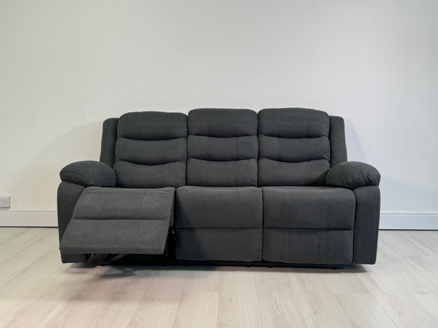 Sorrento 3 Seater Recliner Sofa Grey Chenille Fabric