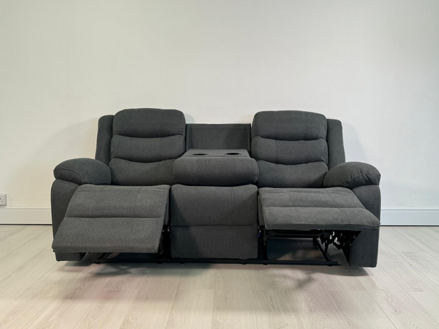 Sorrento 3 Seater Recliner Sofa Grey Chenille Fabric
