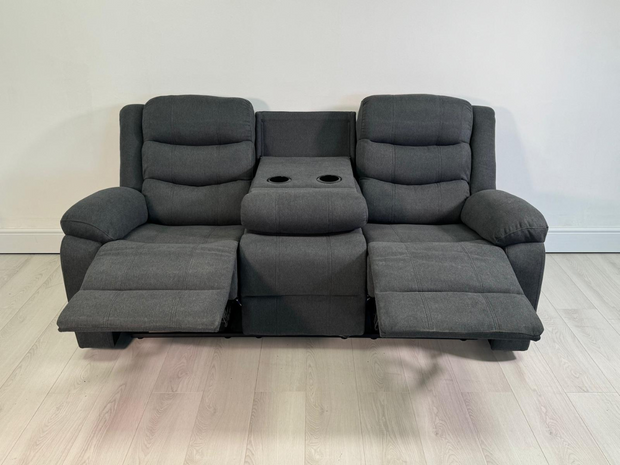 Sorrento 3 Seater Recliner Sofa Grey Chenille Fabric
